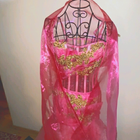 Hot Pink Bustier w/Tulle Ruffled Skirt - Picture 2 of 8